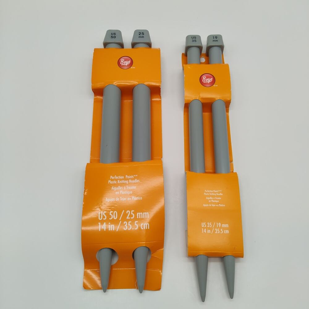 New Boye 14" Knitting Needles Straight Size 35 & 50 2 Sets of 2